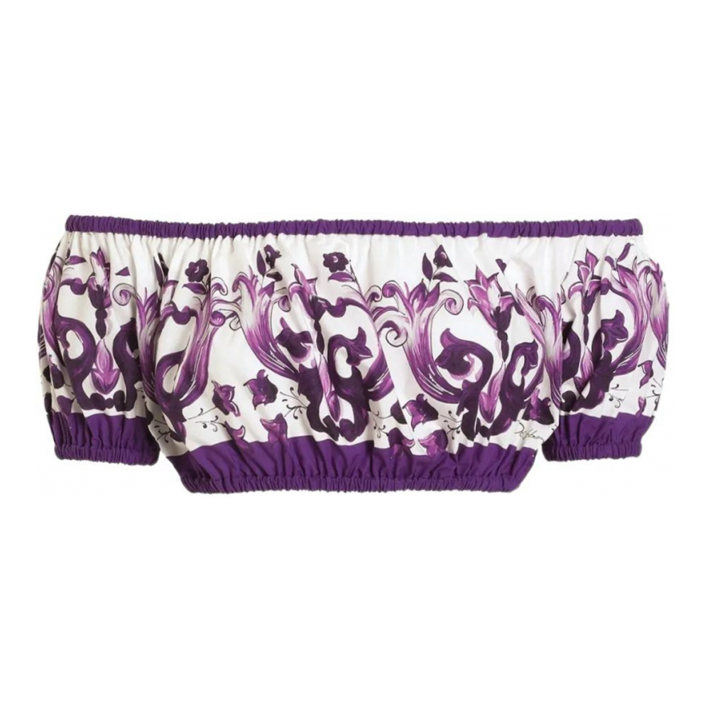 Crop Top 'Majolica-Print' pour Femmes