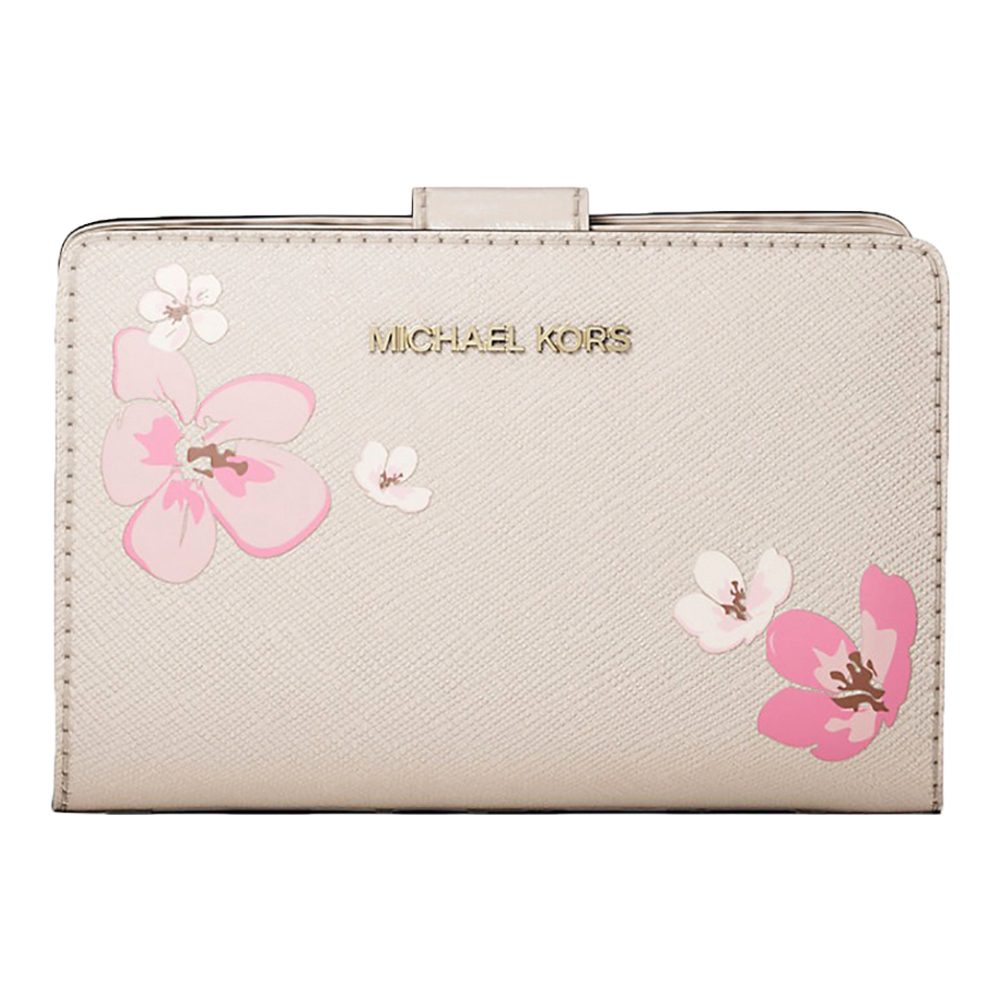 Portefeuille 'Jet Set Medium Floral Embellished Signature Logo Bi-Fold' pour Femmes
