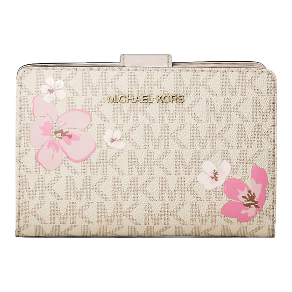 Portefeuille 'Jet Set Medium Floral Embellished Signature Logo Bi-fold' pour Femmes