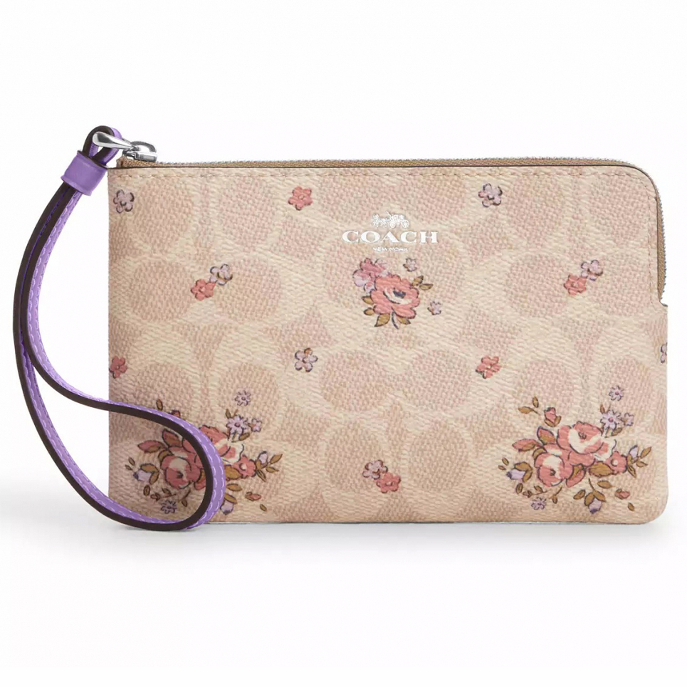 Women's 'Corner Zip With Floral Print' Wallet
