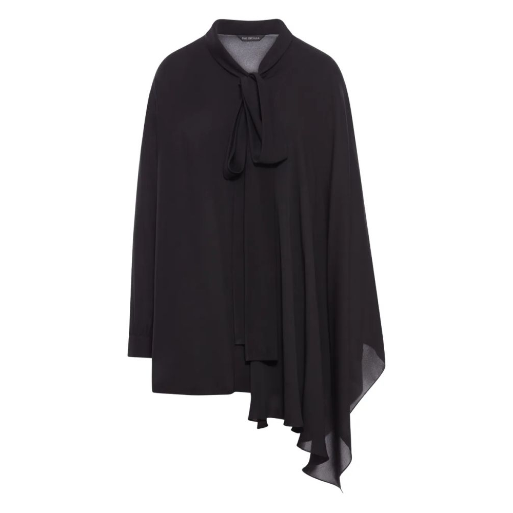 'Asymmetric Neck-Tie' Langärmelige Bluse für Damen