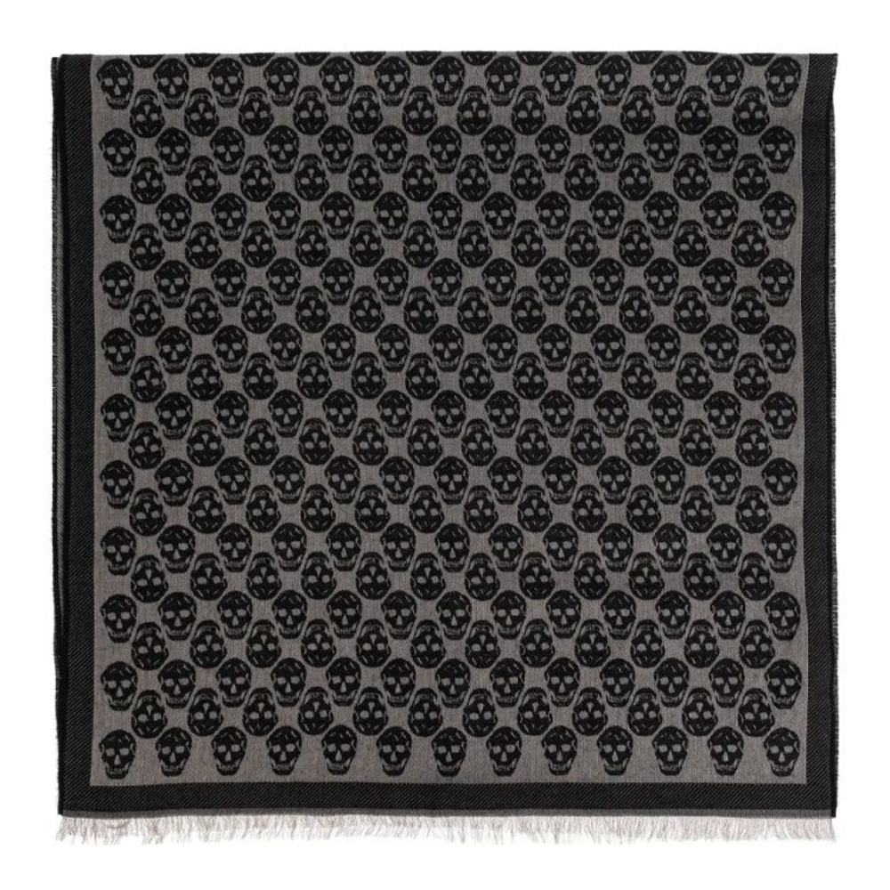 Écharpe en laine 'Skull-Patterned Fringed' pour Hommes