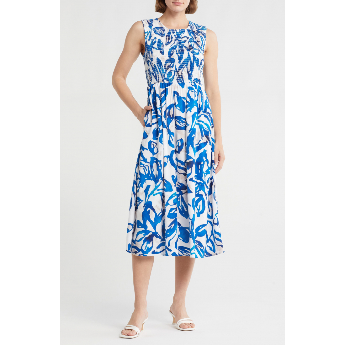 Robe Midi 'Trop Floral Sleeveless' pour Femmes