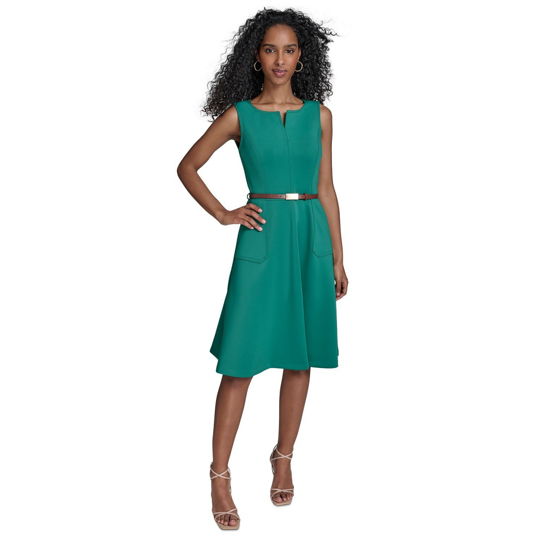 Femmes's 'Split-Neck Belted Scuba' Robe Midi