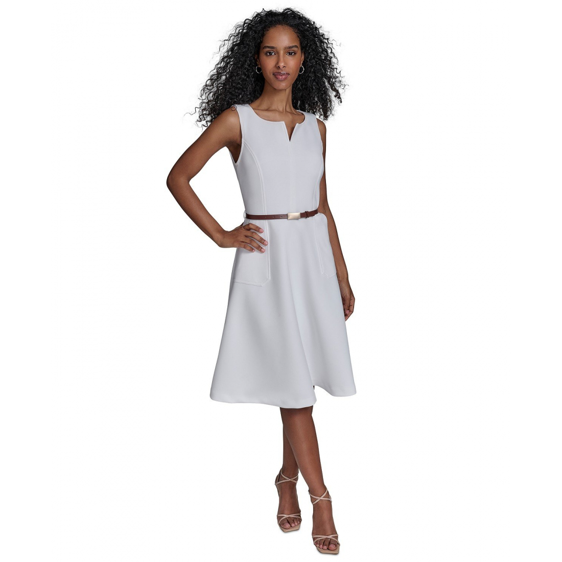 Femmes's 'Split-Neck Belted Scuba' Robe Midi