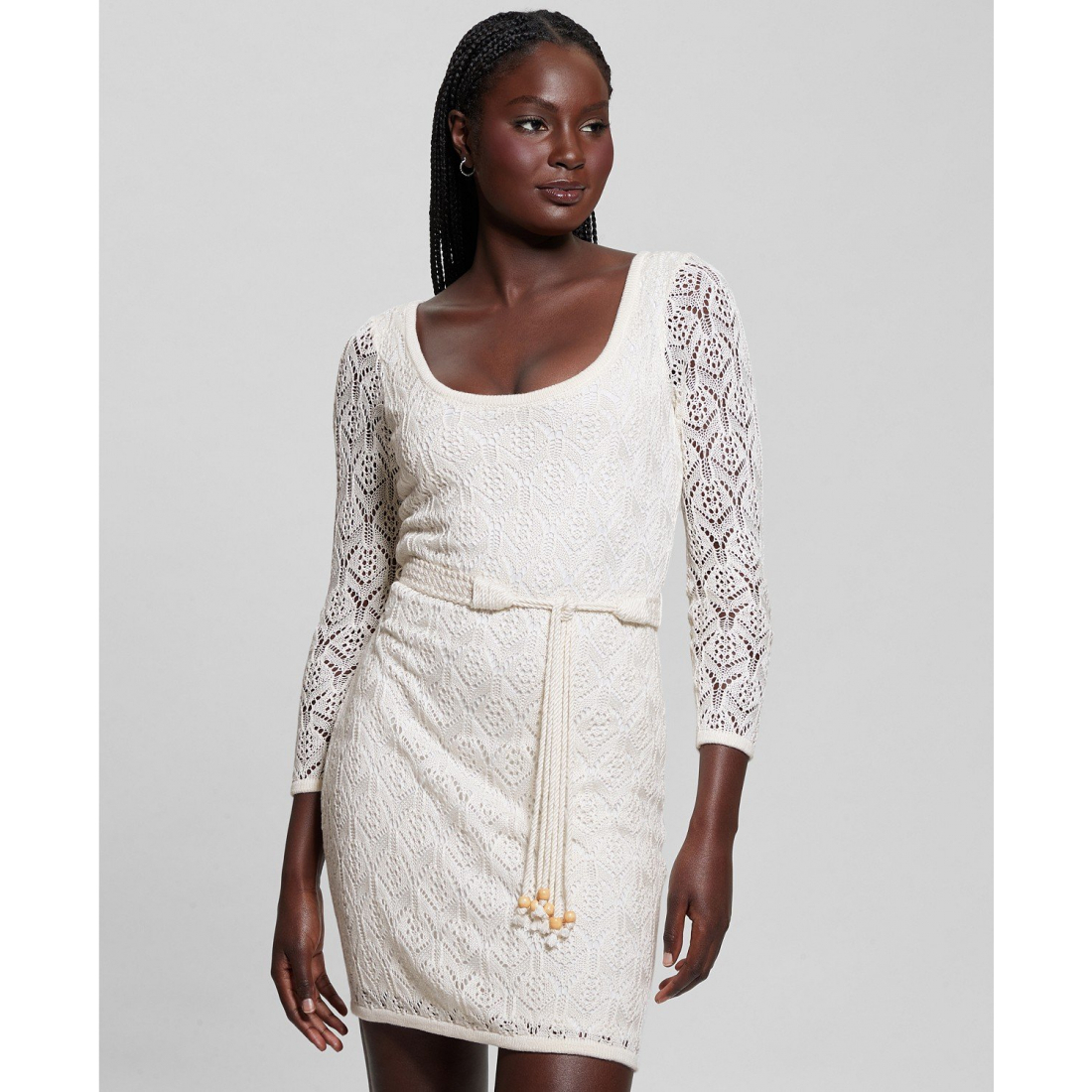 Women's 'Kara Scoop-Neck 3/4-Sleeve Belted' Mini Dress