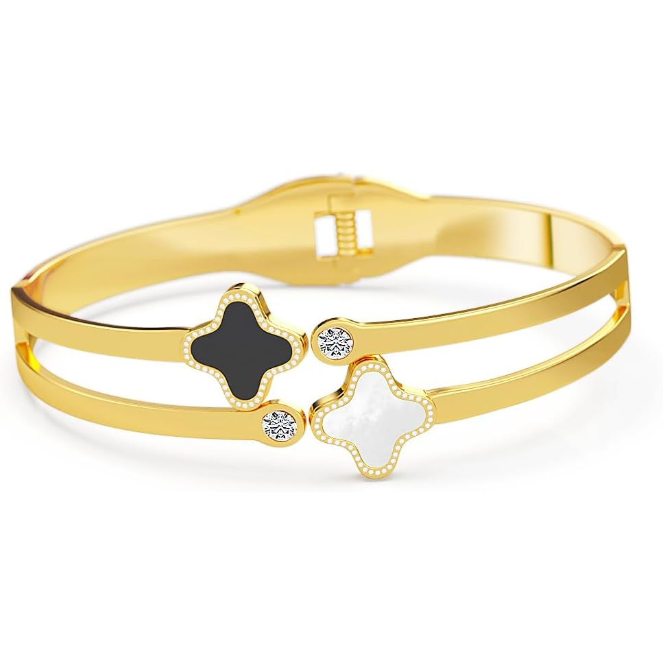 'Onyx & Mother Of Pearl Motif' Armreifen für Damen