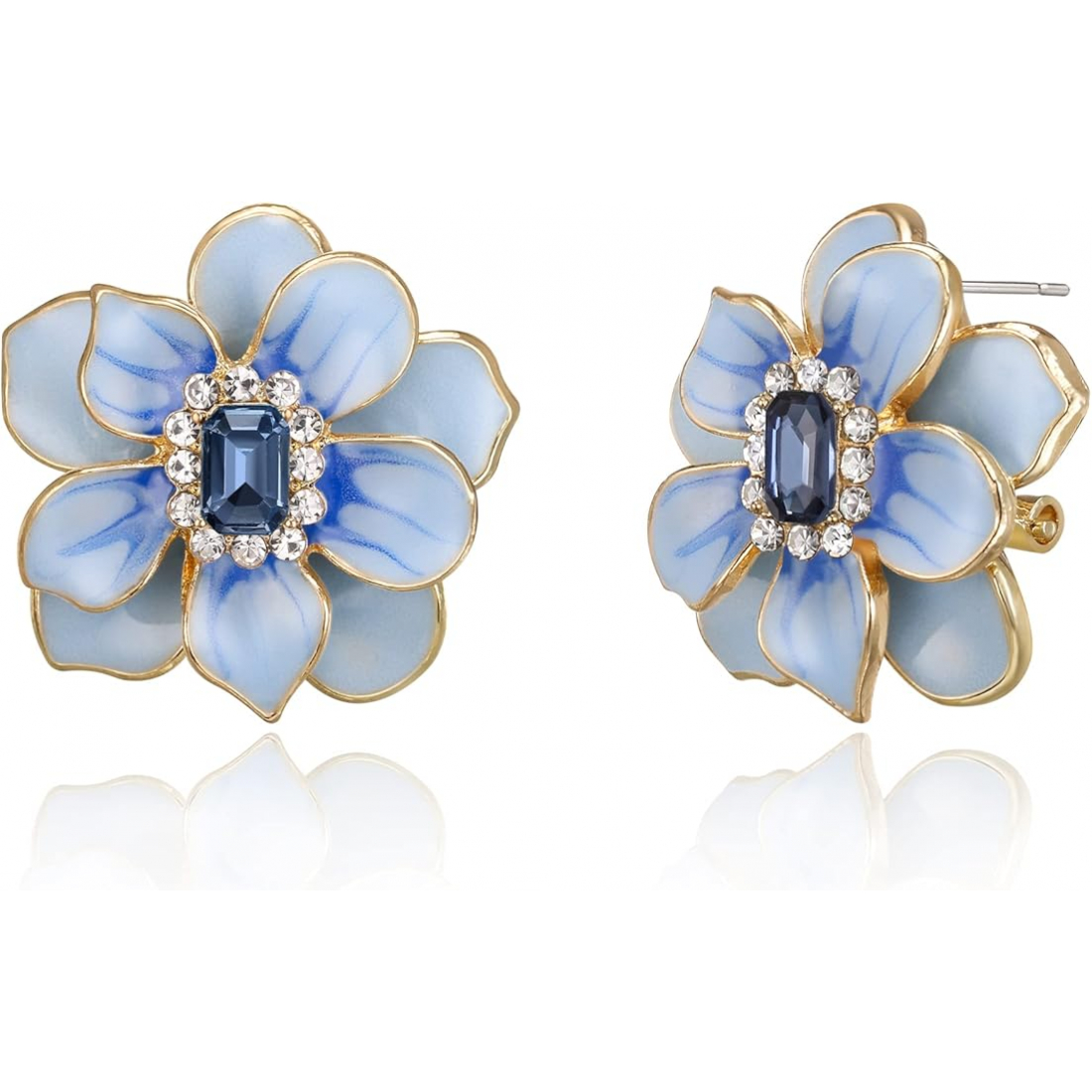 'Exotic Blue Flower Post' Ohrringe für Damen