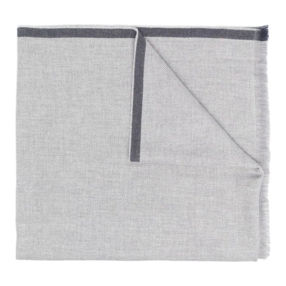 Écharpe en laine 'Contrast-Trim Frayed-Edge' pour Hommes