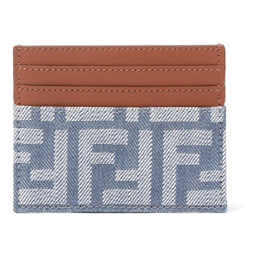 Women's 'Denim-EFFect FF Jacquard Flat' Card case