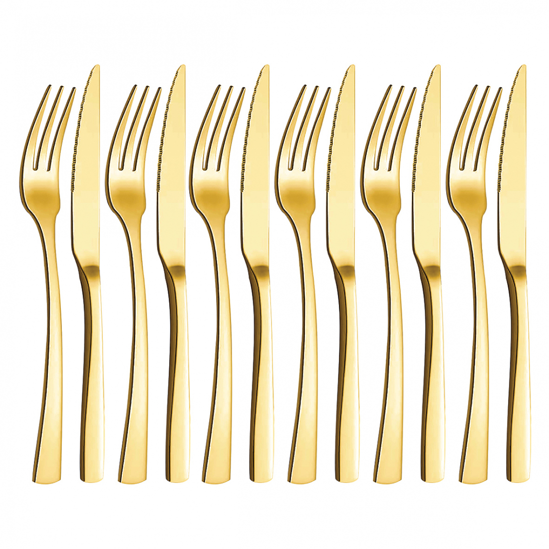 Set Of 12 Golden Cutlery