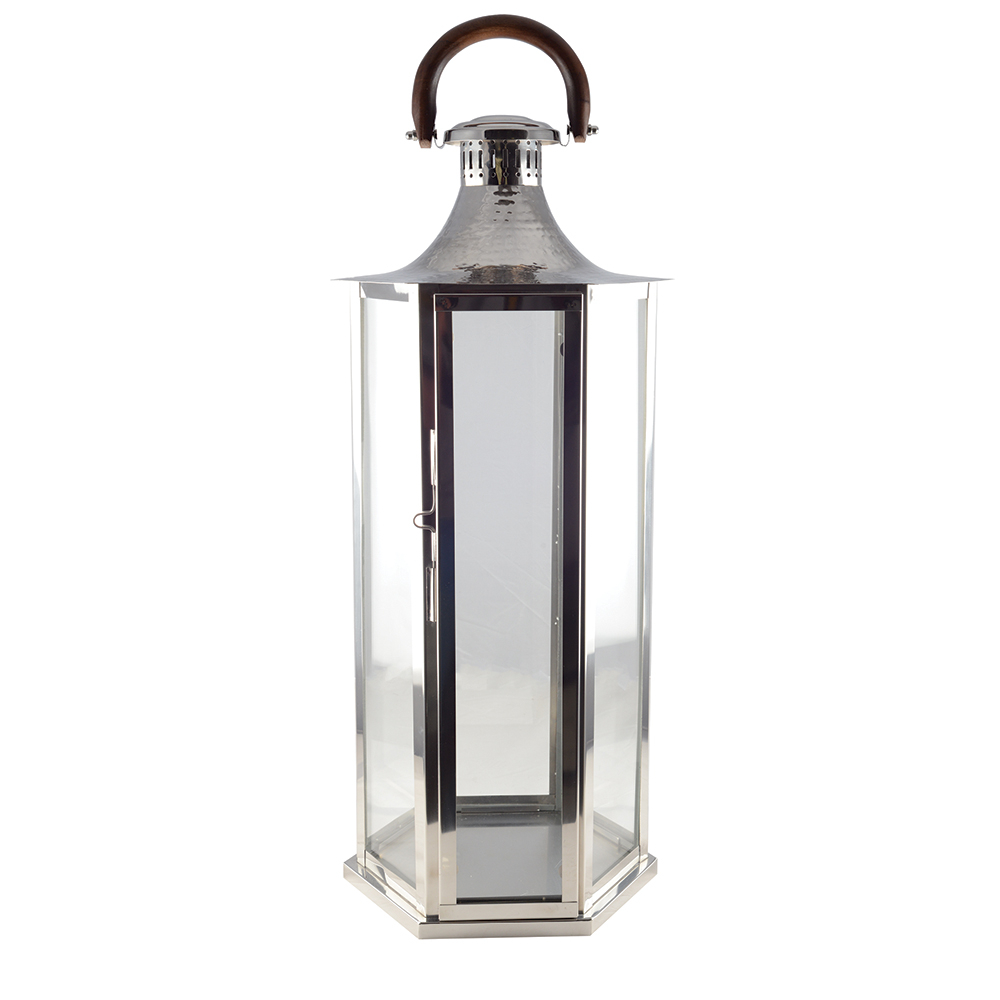 Large Glass Lantern 33X28X80Cm