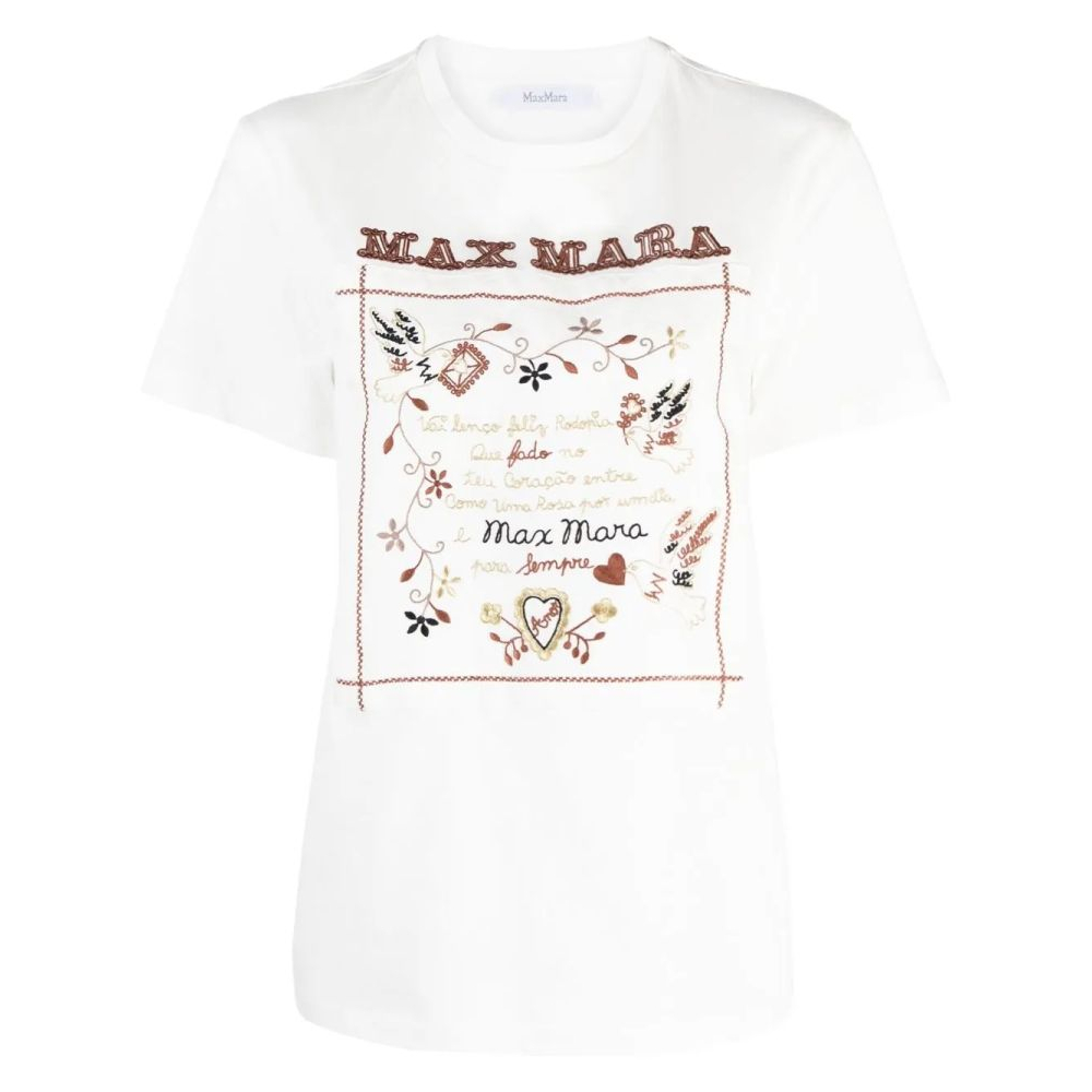 T-shirt 'Embroidered-Slogan' pour Femmes