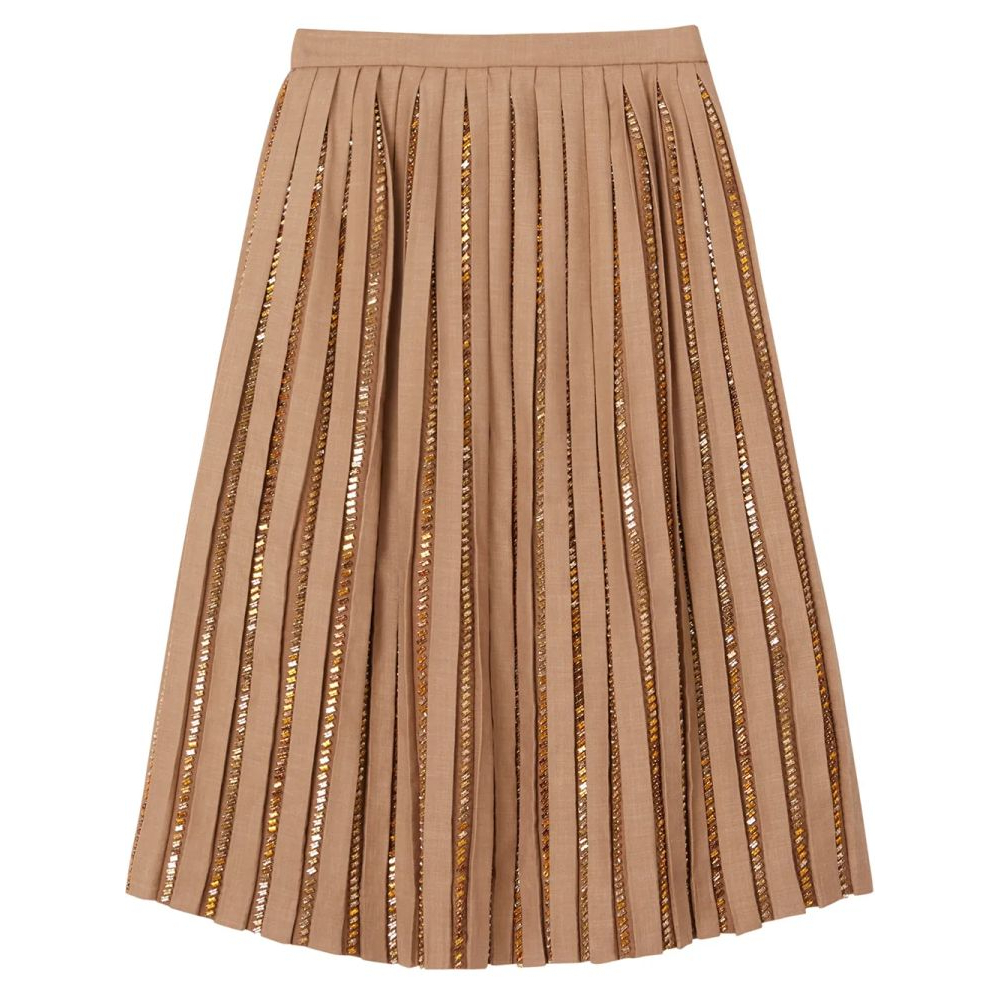 Women's 'Crystal Detail Plissé Soleil' Midi Skirt