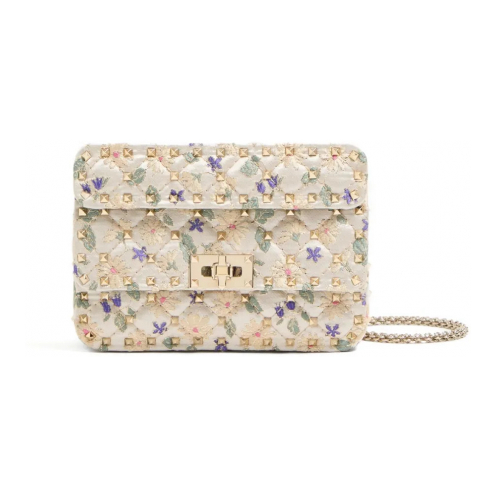 Women's 'Small Rockstud Spike Jacquard' Shoulder Bag