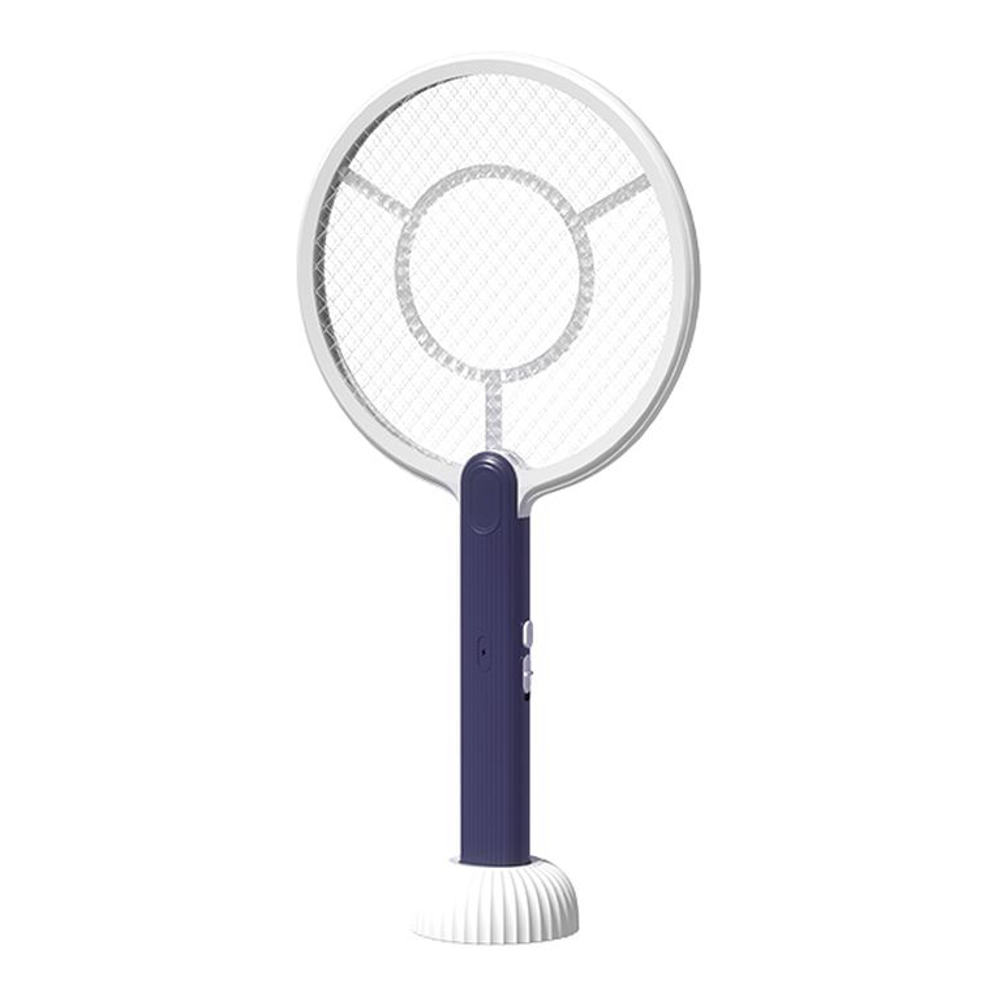 2-in-1 Electric Mosquito Swatter – USB Rechargeable, Portable or Stationary Use - White