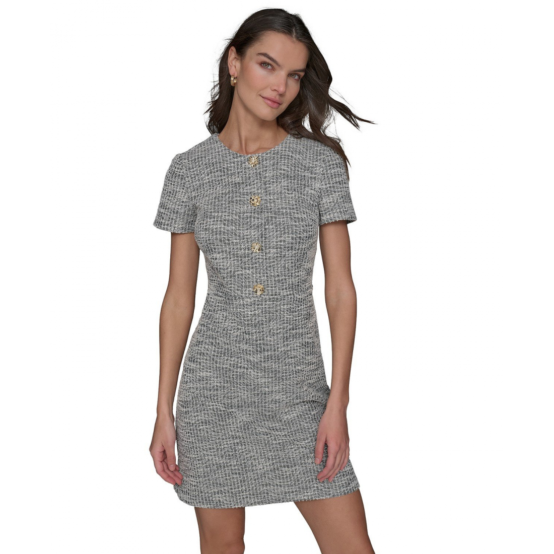 Robe mini 'Tweed Crewneck Short-Sleeve Sheath' pour Femmes