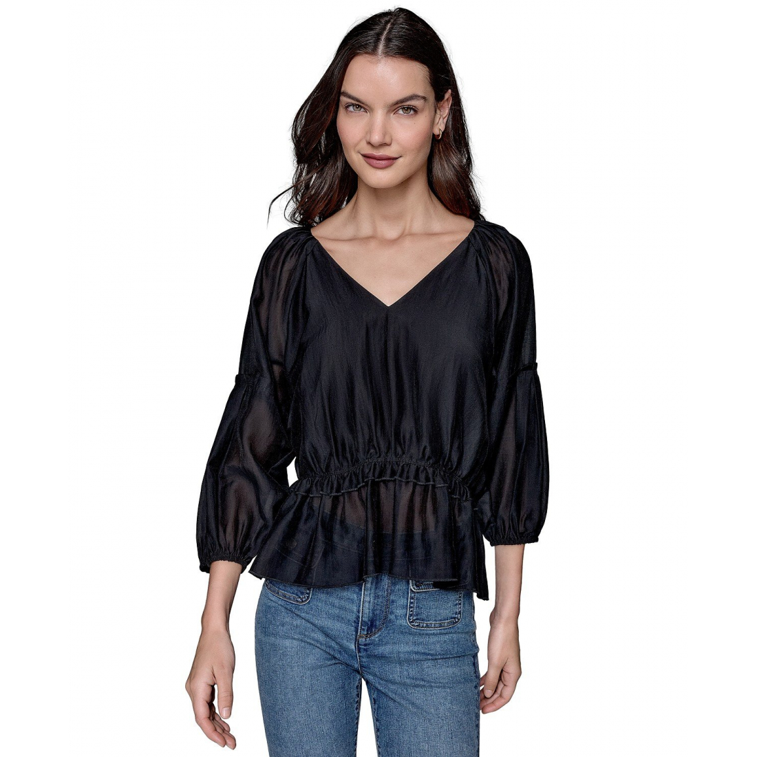 Top 'Tiered-Sleeve Peplum' pour Femmes