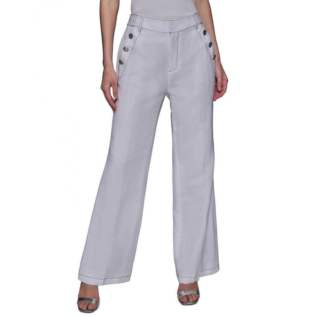 Pantalon 'Linen-Blend Wide-Leg Sailor' pour Femmes