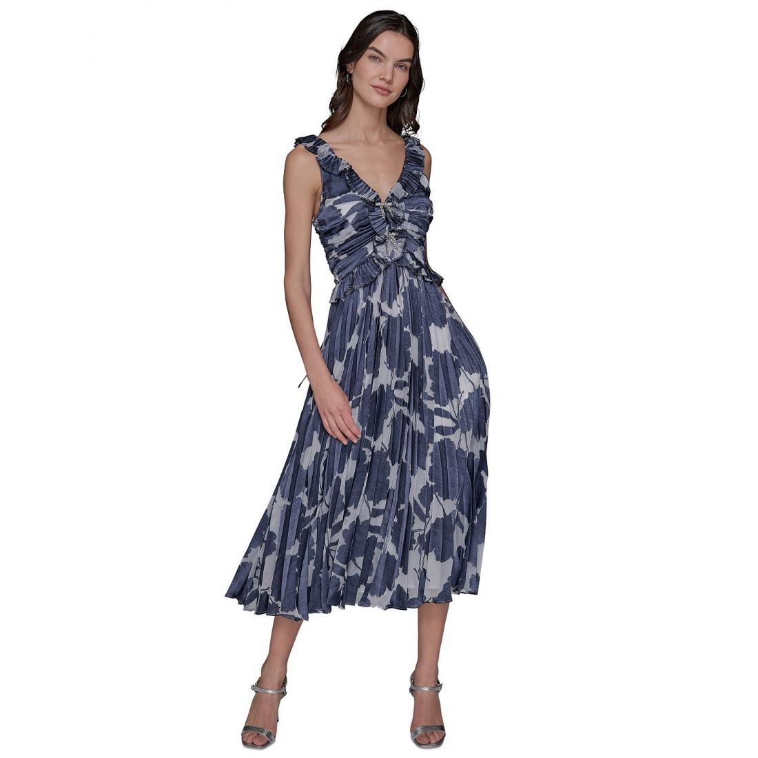 Robe Midi 'Floral-Print Pleated' pour Femmes