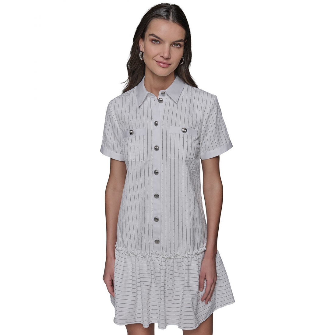 Women's 'Embellished Shirred' Shirtdress