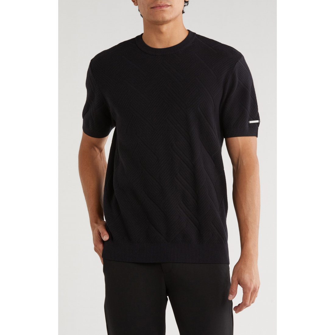 Pull à manches courtes 'Chevron Stitched' pour Hommes