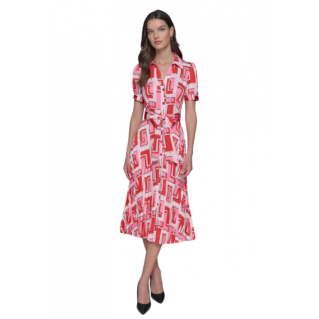 Robe chemise 'Short Sleeve Geometric Printed' pour Femmes