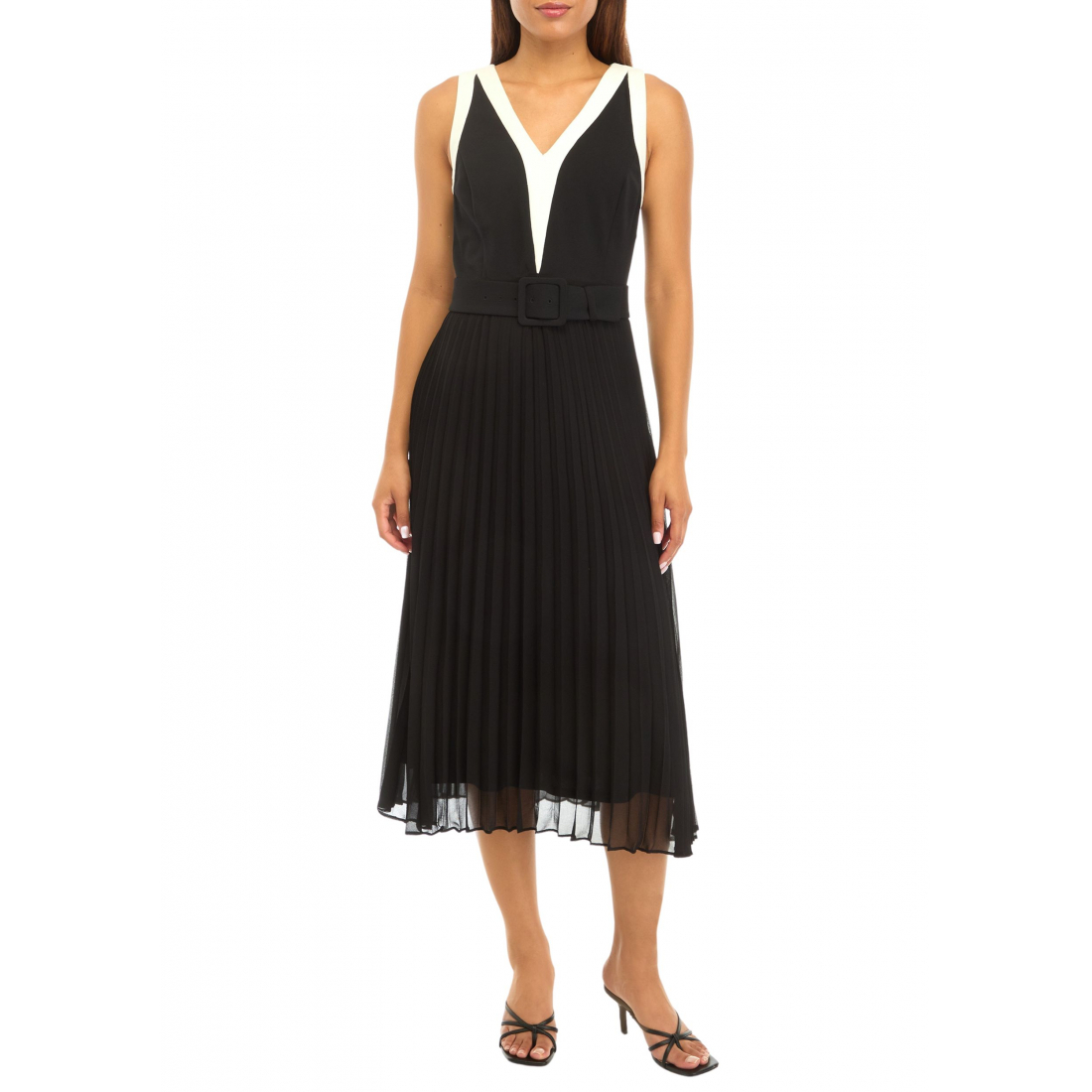 Robe Midi 'Sleeveless Pleated Chiffon A-Line' pour Femmes