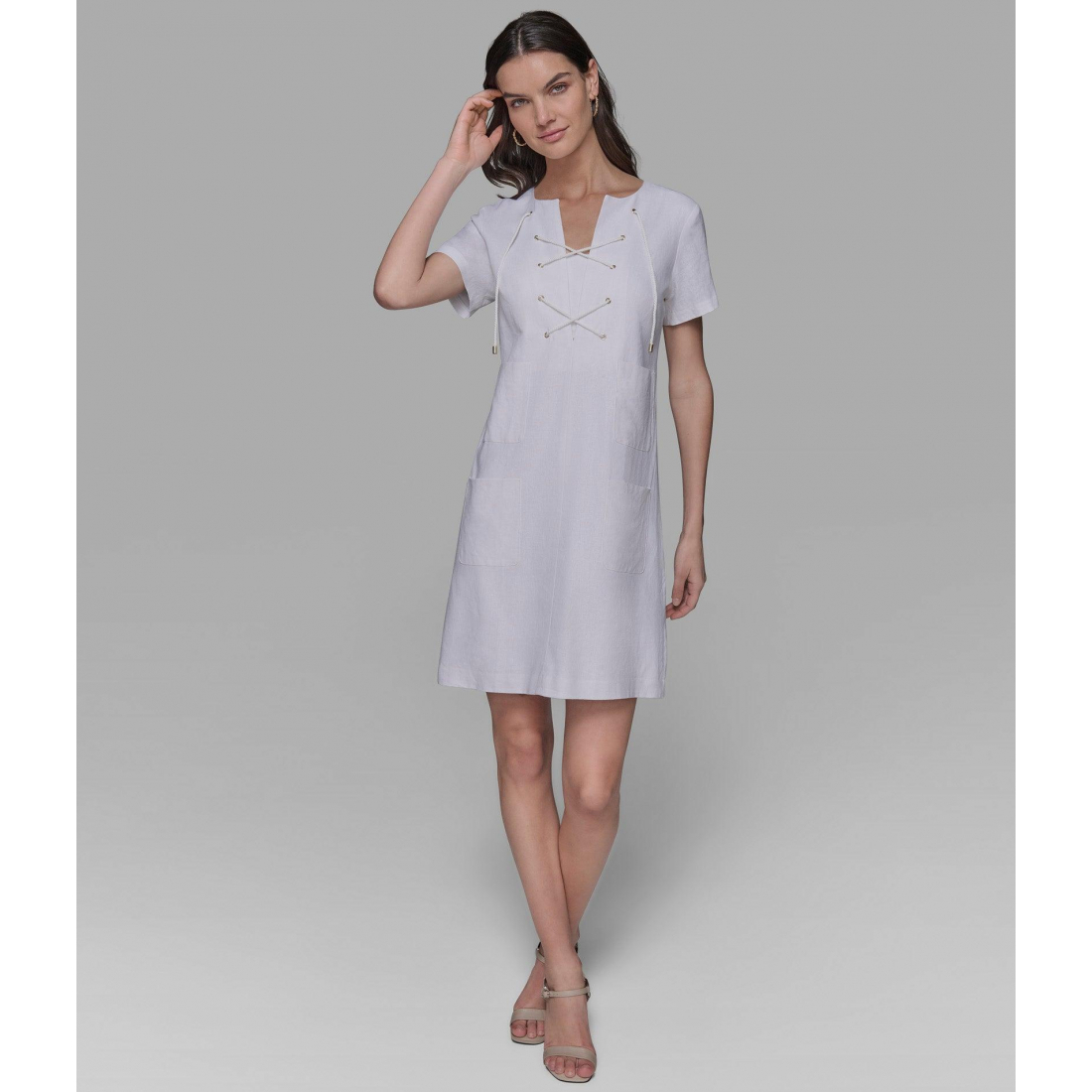 Robe à manches courtes 'Lace Up' pour Femmes