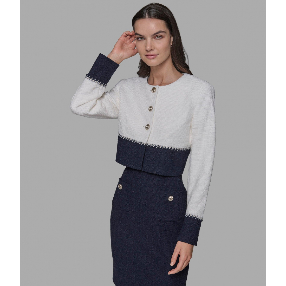 Women's 'Long Sleeve Colorblock Tweed Lady' Jacket