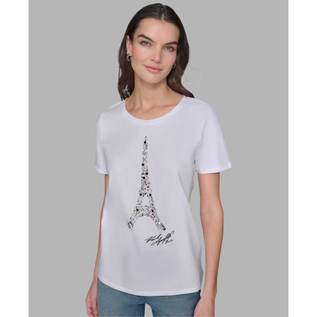 T-shirt 'Jeweled Eiffel Tower Logo' pour Femmes