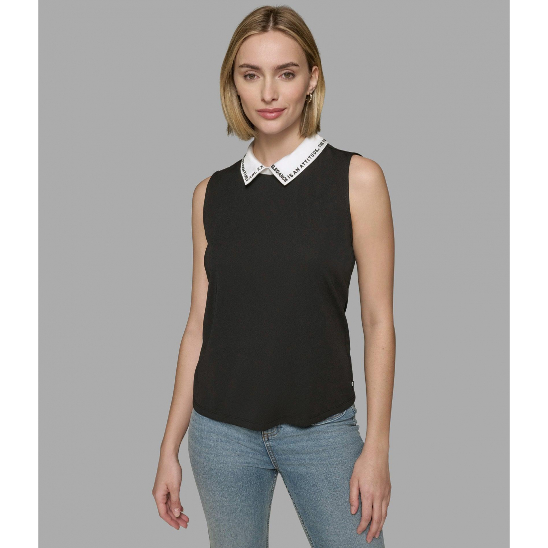 Top 'Sleeveless Embroidered Collar' pour Femmes
