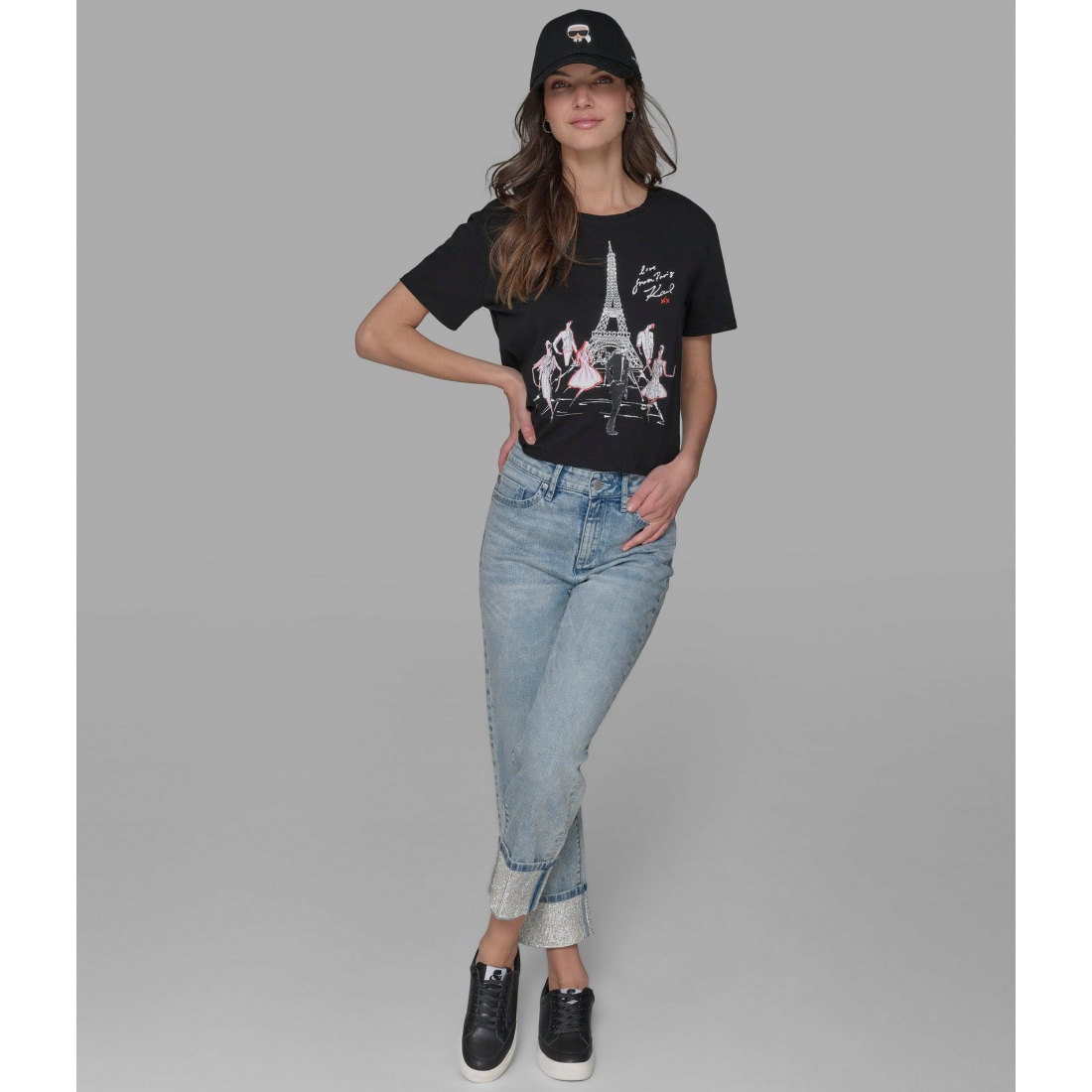 T-shirt 'Karl In Paris Sketch Logo' pour Femmes