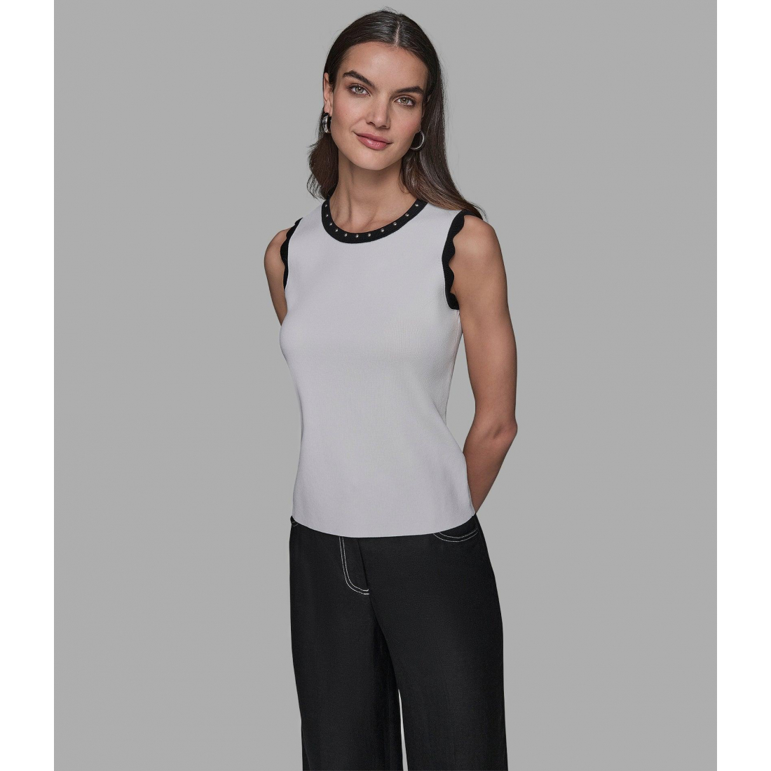 Top 'Scalloped Edge Knit Shell' pour Femmes