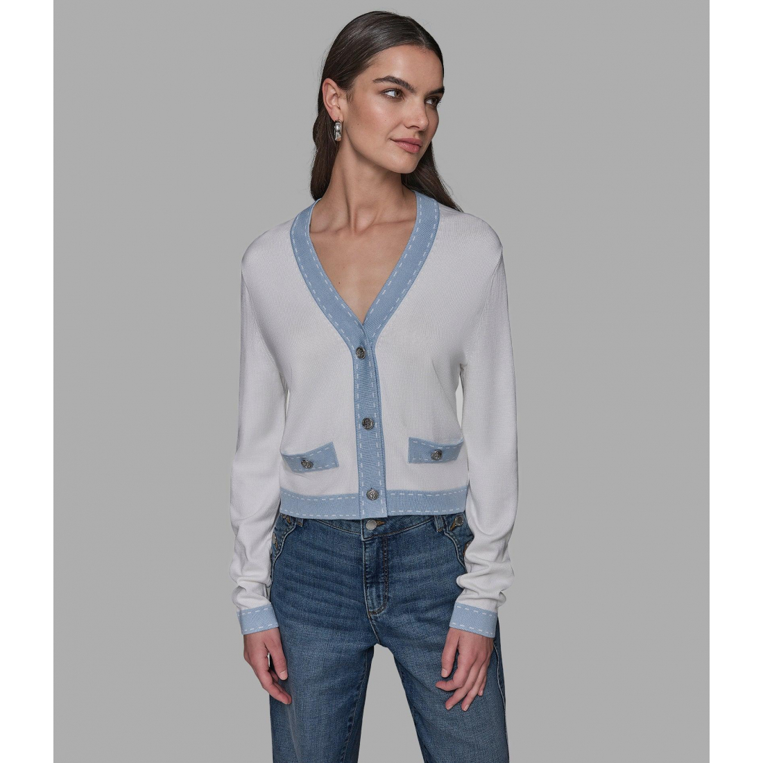 Cardigan 'Contrast Trim' pour Femmes