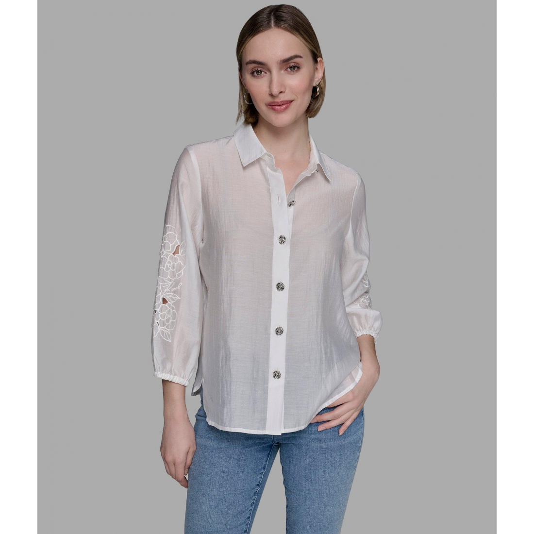 Chemise 'Embellished With Eyelet Sleeve' pour Femmes