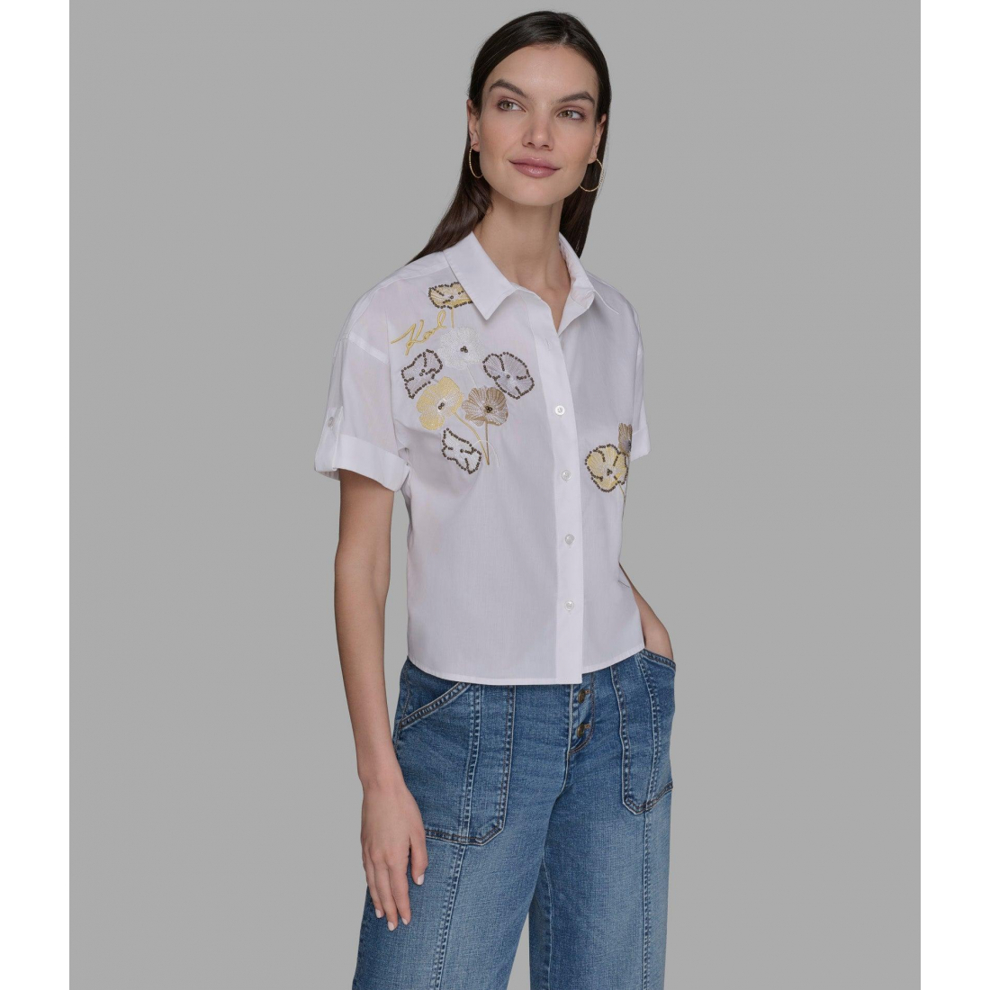 Chemise 'Embroidered Poplin' pour Femmes