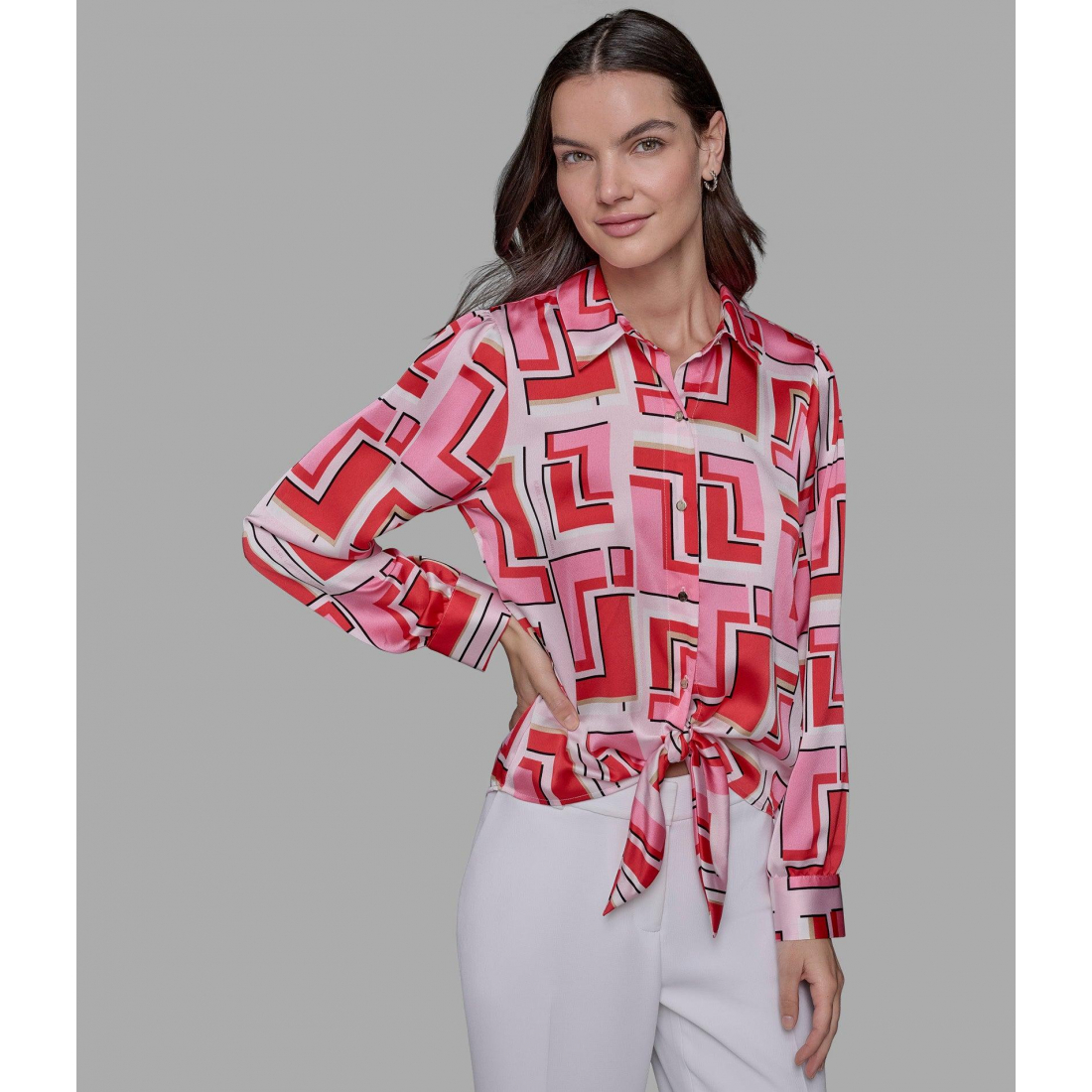 Chemise 'Printed Tie Front' pour Femmes