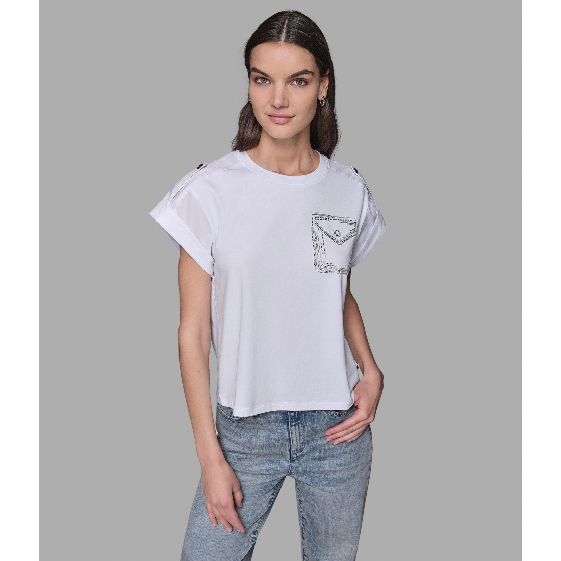 Women's 'With Button Epaule' T-Shirt
