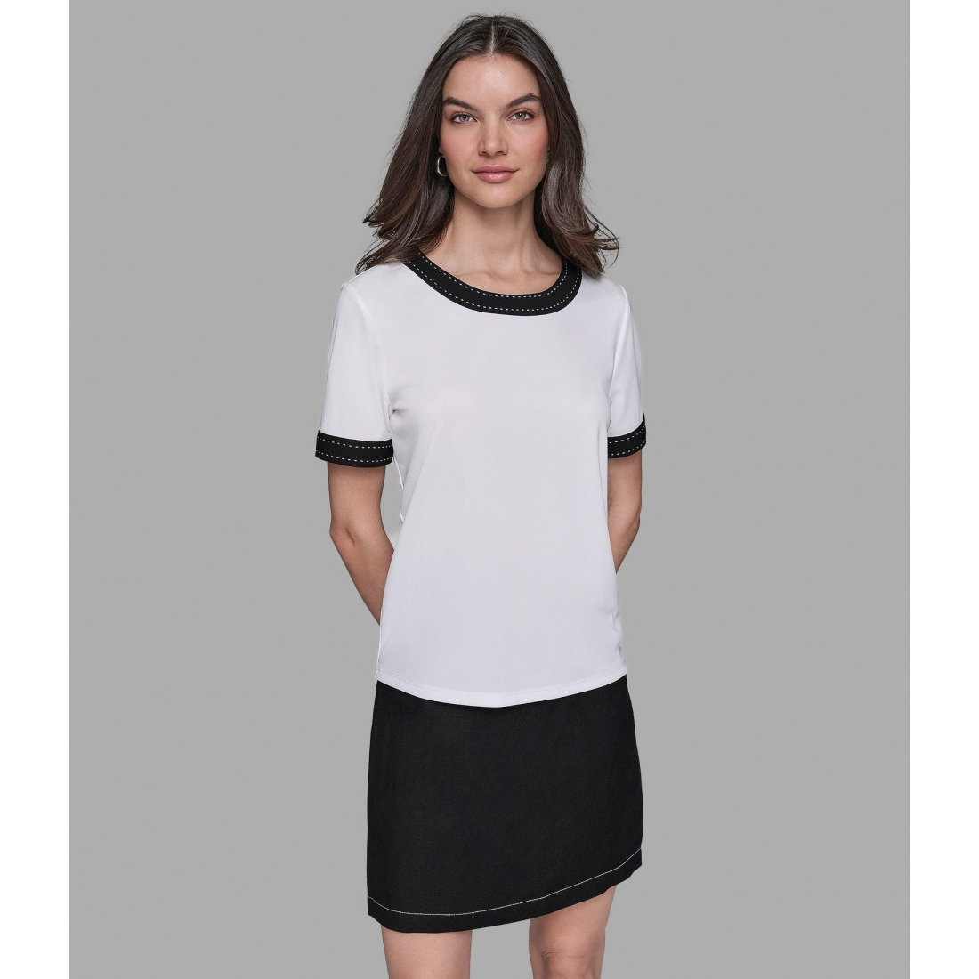 Top 'Contrast Rib Knit' pour Femmes