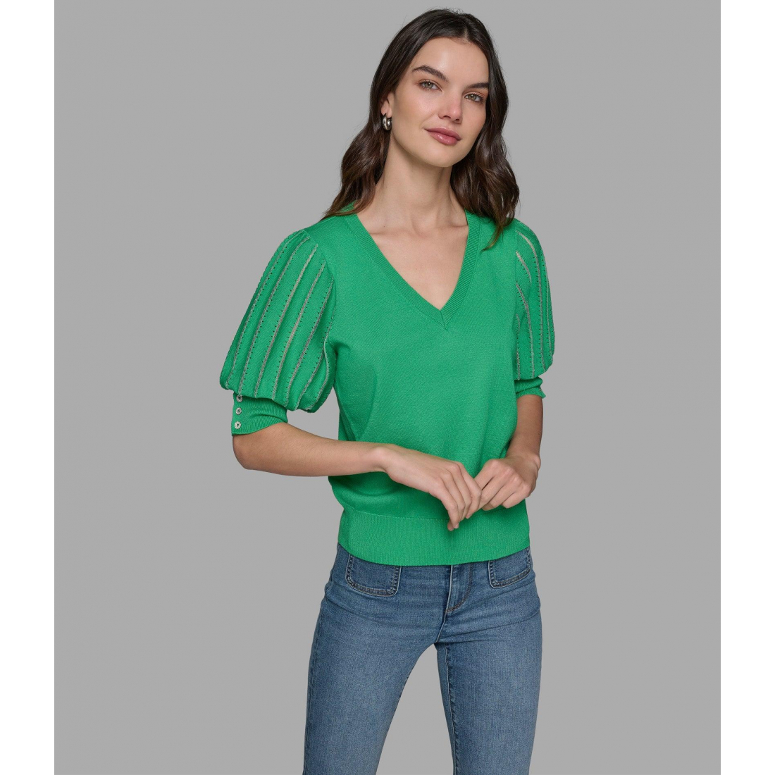 Pull à manches courtes 'V-Neck' pour Femmes