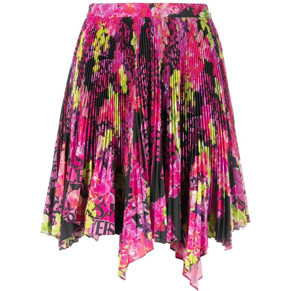 Jupe Midi 'Logo-Print Pleated Asymmetric' pour Femmes