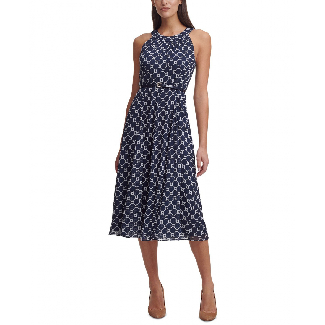 Robe Midi 'Printed Belted Halter' pour Femmes