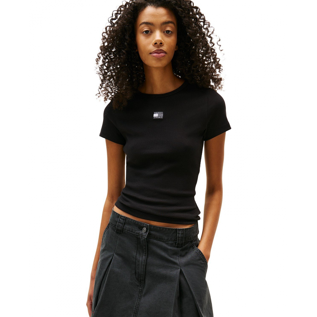 T-shirt 'Badge Logo Ribbed' pour Femmes