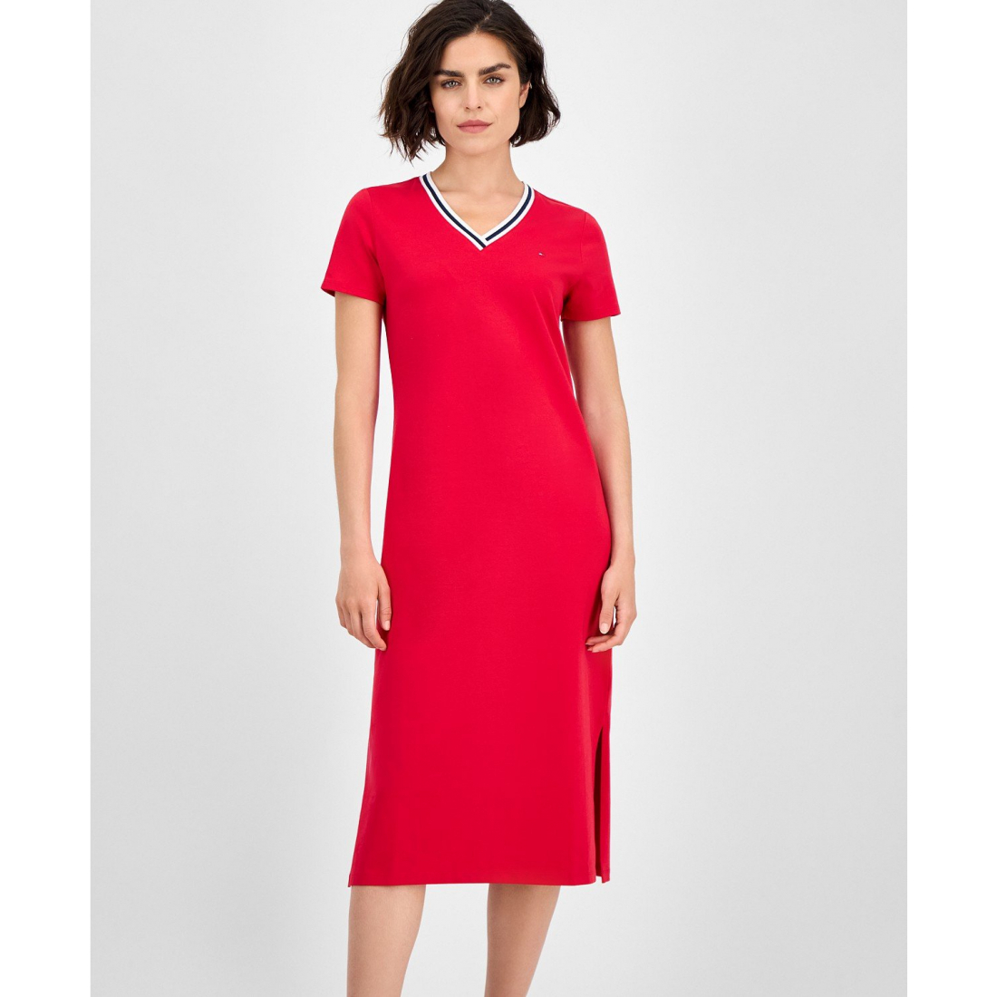 Robe Midi 'V-Neck Short-Sleeve' pour Femmes