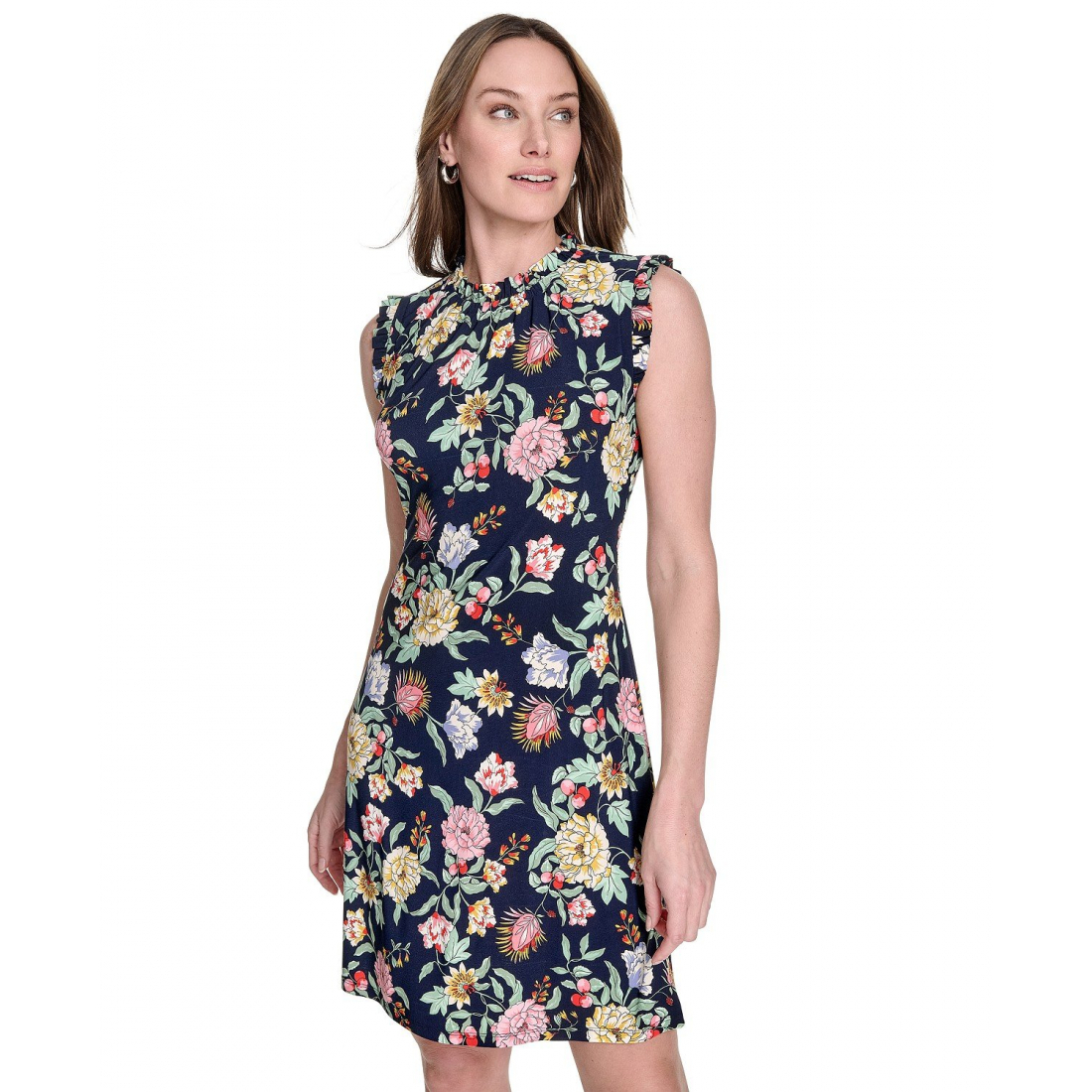 Robe mini 'Ruffled Floral Jersey' pour Femmes