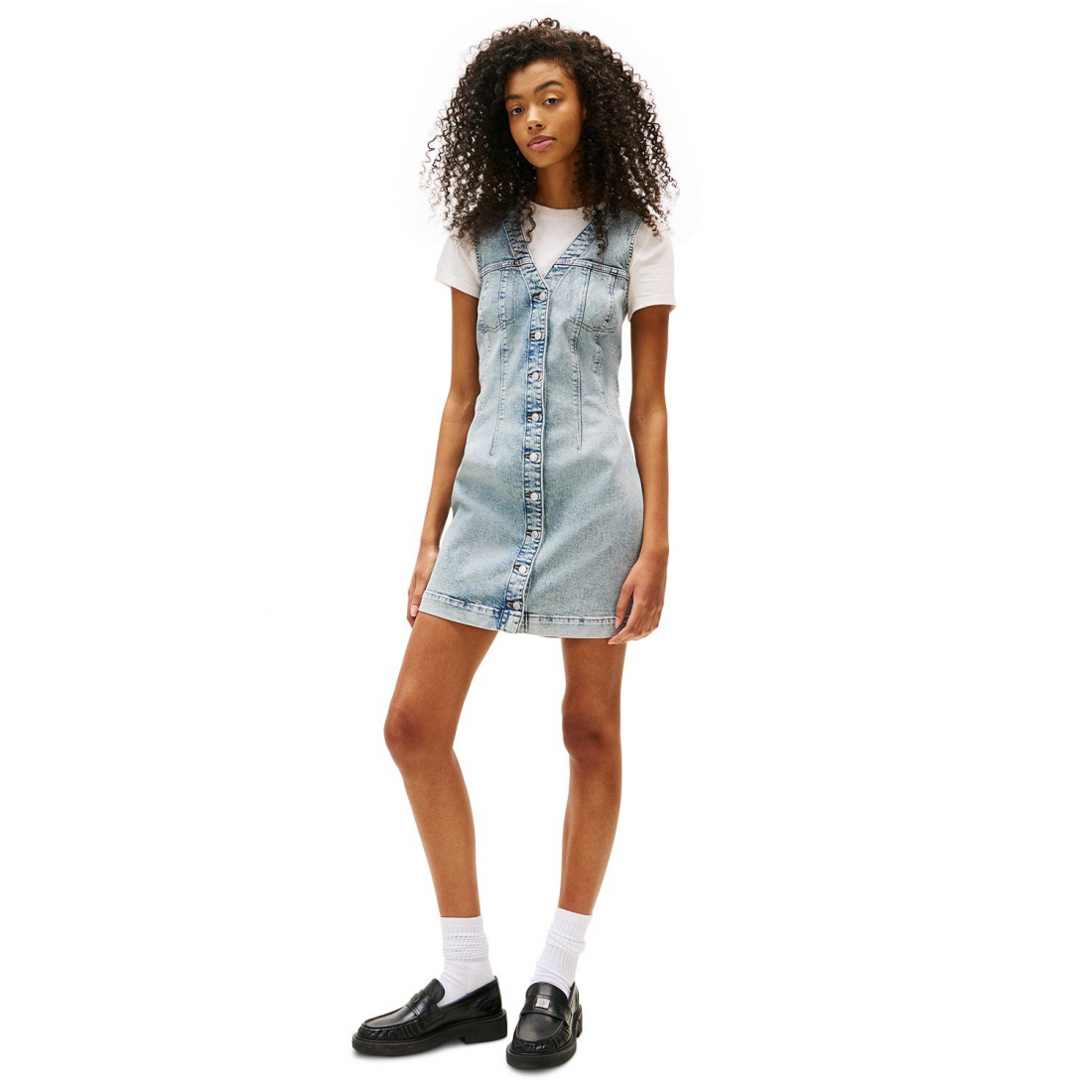 Robe en jean 'V-Neck Button-Front' pour Femmes