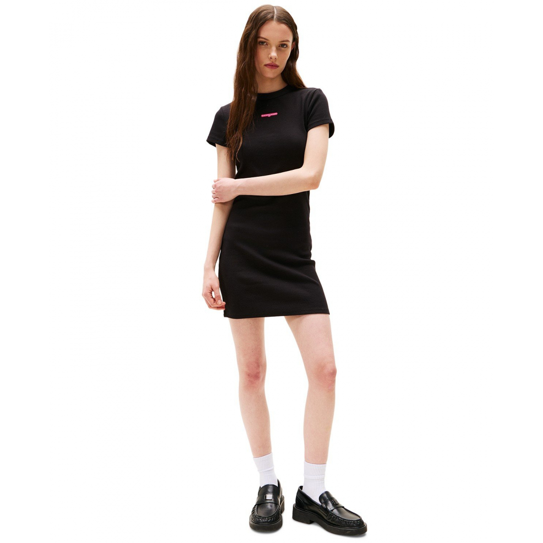 Robe mini 'Script Logo Ribbed' pour Femmes