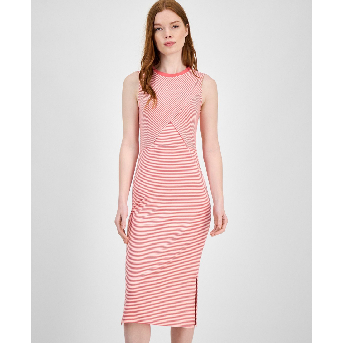 Women's 'Striped Crossover' Midi Dress