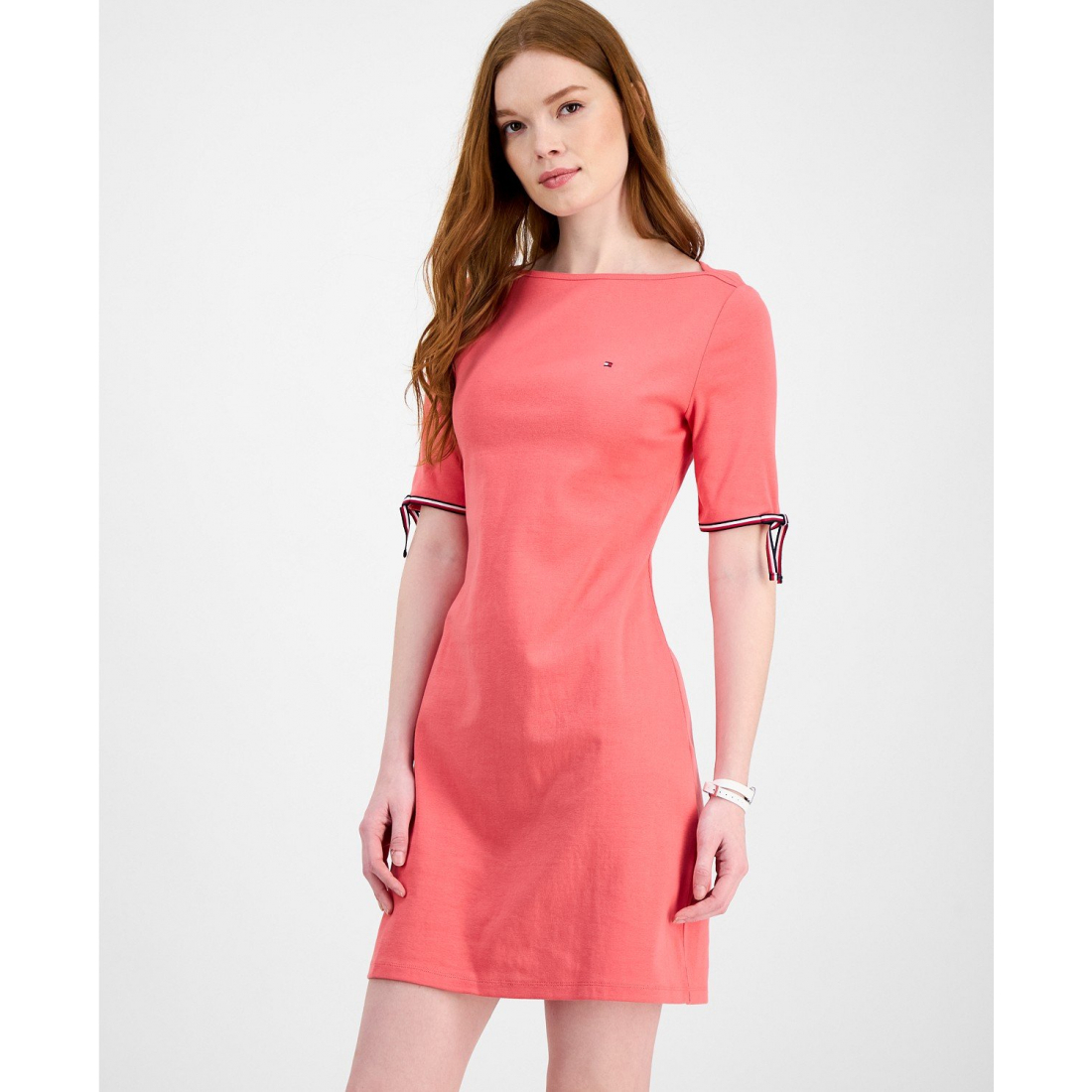 Women's 'Boat-Neck Tie-Sleeve' Short-Sleeved Dress